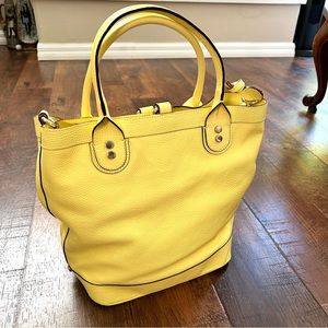 FALOR yellow textured leather tote purse, made in Italy, NWOT